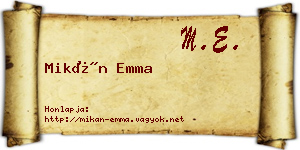 Mikán Emma névjegykártya